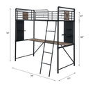 Cordelia - Twin Loft Bed With Desk - Antique Oak, Sandy Black & Dark Bronze Hand-Brushed