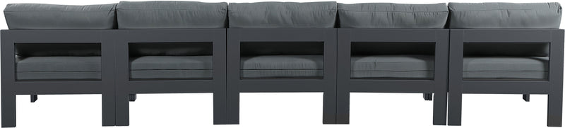 Nizuc - Outdoor Patio 5 Seat Modular Armless Sofa With Gray Frame