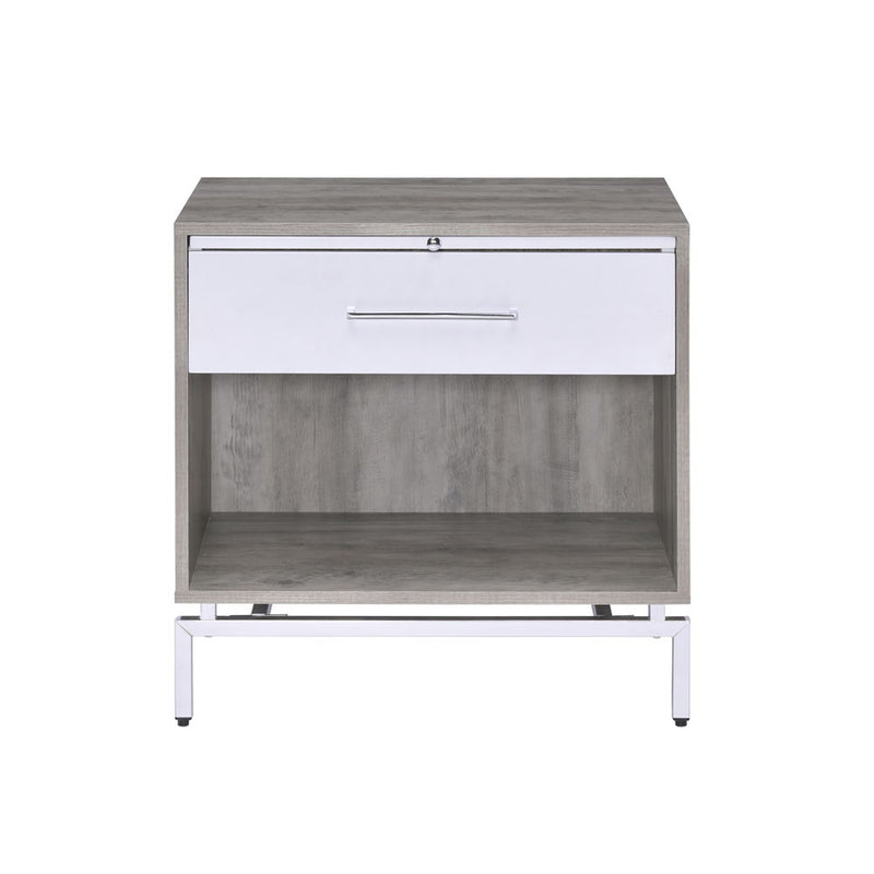 Cistus - Accent Table - Weathered Gray Oak & White