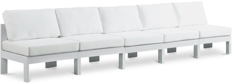 Nizuc - Outdoor Patio 5 Seat Modular Armless Sofa With White Frame