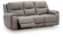 Real Moments - Power Reclining Sofa With Audio Seating - Ash