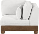 Turin - Chenille Fabric Upholstered Modular Corner Chair - Walnut Base