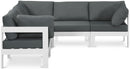 Nizuc - Outdoor Patio 5 Piece Modular Sectional With White Frame