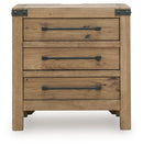 Ridgester - Three Drawer Night Stand - Light Brown