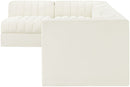 Rummi - Velvet Performance Fabric Upholstered 5 Piece Modular Sectional, L-Shaped (Right)