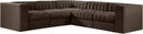 Rummi - Symmetrical Velvet Performance Fabric Upholstered 5 Piece Modular Sectional