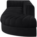 Rummi - Velvet Performance Fabric Upholstered 4 Piece Modular Sectional With Reverse Corner Chair