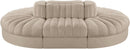 Rummi - Oval Velvet Performance Fabric Upholstered 6 Piece Modular Sectional