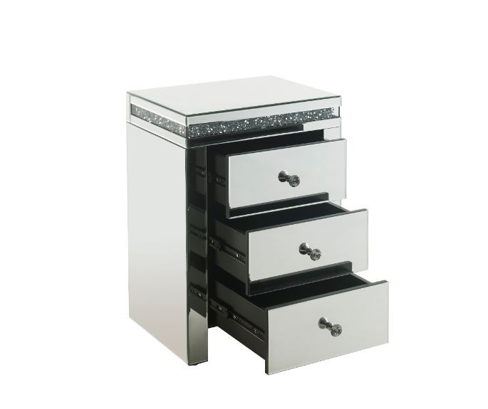 Noralie - Accent Table - Mirrored & Faux Diamonds