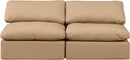 Indulge - Faux Leather 2 Piece Modular Armless Sofa - Tan