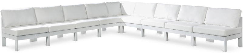 Nizuc - Outdoor Patio 9 Piece Modular Sectional With White Frame