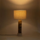 Orenda - Mango Wood Base And Linen Textured Fabric Shade Table Lamp - Travertine / Natural