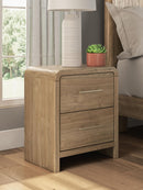 Gramburg - Two Drawer Night Stand - Warm Natural Brown