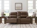 Vonryan - Power Reclining Loveseat With Console / Adj Headrest - Tobacco