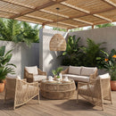 Coastline - Tempered Glass Top And Wicker Outdoor Patio Coffee Table - Natural | Natural