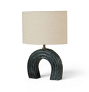 Lithos - Genuine Marble Base And Linen Textured Fabric Shade Table Lamp