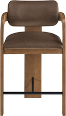 Cedra - Velvet Performance Fabric Upholstered Counter Stool - Brown Frame