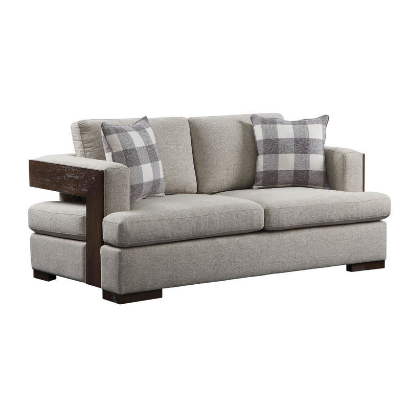 Niamey - Loveseat With 2 Pillows - Fabric & Walnut