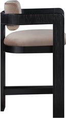 Sacha - Velvet Stool With Black Base