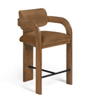 Cedra - Velvet Performance Fabric Upholstered Counter Stool - Brown Frame