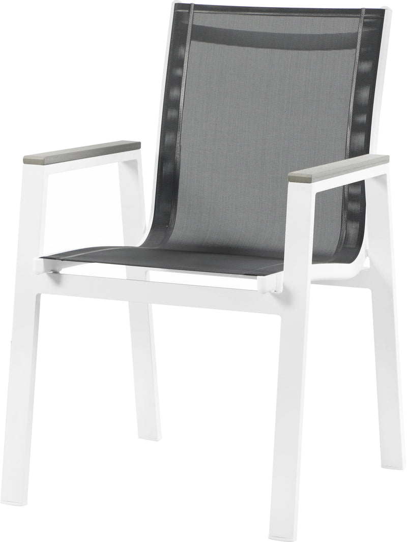 Nizuc - Outdoor Patio Dining Arm Chair With White Frame And Gray Arms (Set of 2)