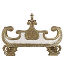 Bernadette - Bench - White Synthetic Leather Fabric & Gold