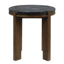 Estella - End Table With Natural Marble Top - Black Top & Walnut