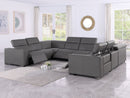 1208 - 8 Piece U Shaped Leather Sectional With 4 Power Recliners & Power Headrest