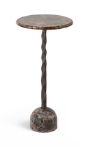 Helix - Genuine Marble Top And Aluminum Base End / Side Table - Brown / Bronze