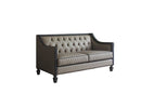 House Beatrice - Loveseat With 3 Pillows - Tan Synthetic Leather , Black Synthetic Leather & Charcoal