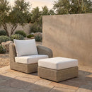 Seacrest - Olefin Water Resistant Fabric And Wicker Outdoor Patio Right Arm Chair