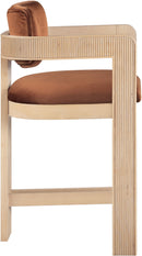 Sacha - Velvet Stool With Natural Base