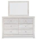Paxberry - Dresser, Mirror - Medallion Drawer Pulls - Whitewash