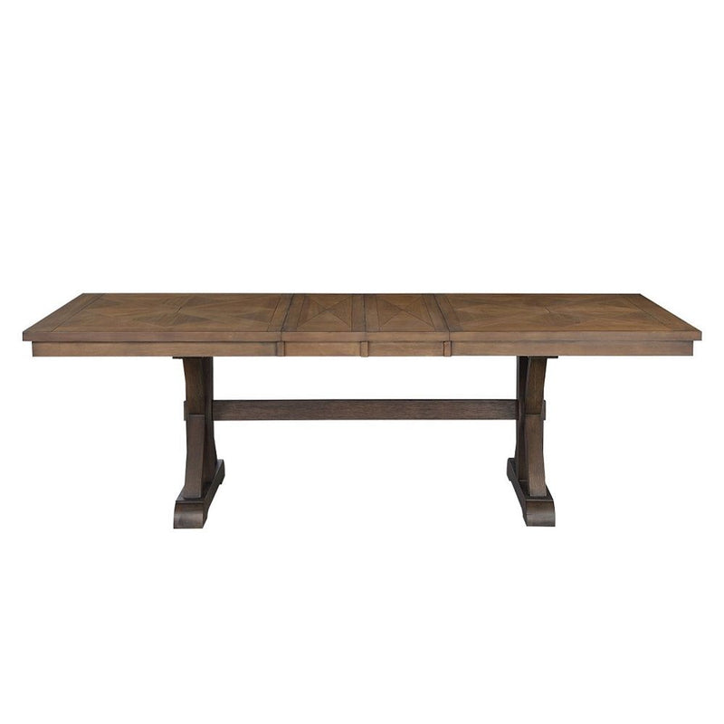 Pascaline - Dining Table - Gray Fabric, Rustic Brown & Oak
