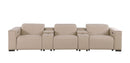 1208 - Leather Sofa With 3 Power Recliners And Two Storage Consoles