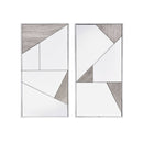 Chafik - Accent Mirror (Set of 2) - Mirrored, Natural Oak & Chrome