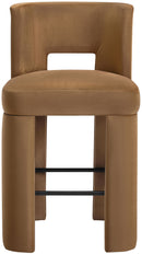 Zuno - Velvet Performance Fabric Upholstered Bar Stool (Set of 2) - Saddle