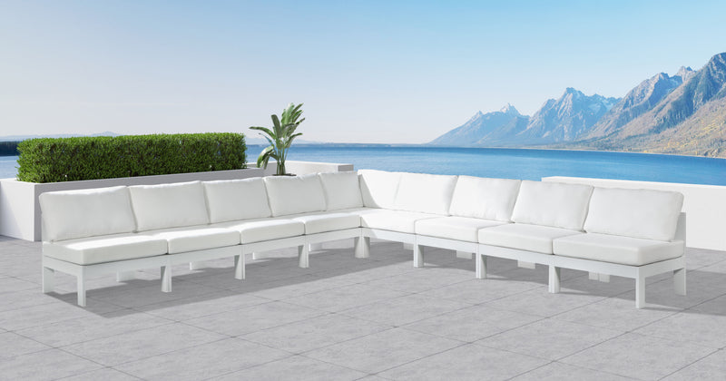 Nizuc - Outdoor Patio 9 Piece Modular Sectional With White Frame