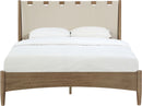 Santos - Vegan Leather Headboard And Wood Bed - Waxed Brown Frame
