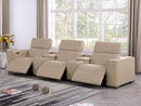 1208 - Leather Sofa With 3 Power Recliners And Two Storage Consoles
