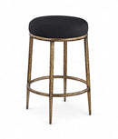 Ferro - Upholstered Backless Counter Stool With Brushed Gold Base