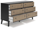 Charlang - Six Drawer Dresser - Black / Gray