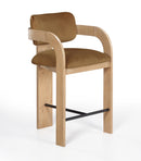 Cedra - Velvet Performance Fabric Upholstered Counter Stool - Natural Frame