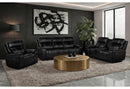 U8881 / U8880 - Leather Power Reclining Sofa / Power Console Reclining Loveseat / Power Recliner - Black