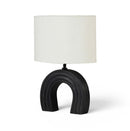 Lithos - Genuine Marble Base And Linen Textured Fabric Shade Table Lamp