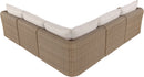Seacrest - 123.25" Olefin Water Resistant Fabric And Wicker 5 Piece Outdoor Patio Modular Sectional