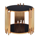 Tanquin - End Table - Black Glass & Gold