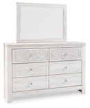 Paxberry - Dresser, Mirror - Medallion Drawer Pulls - Whitewash