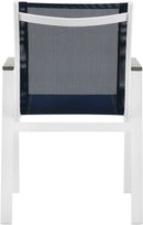 Nizuc - Outdoor Patio Dining Arm Chair With White Frame And Gray Arms (Set of 2)