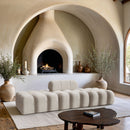 Ames - 3 Piece Boucle Upholstered Modular Sofa With 2 Backless Seats